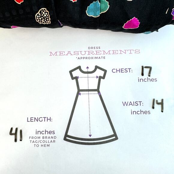 Anne Klein Women Vintage 100%  Silk Midi Dress Size 8 Leaves Classic Black Print - Picture 11 of 11
